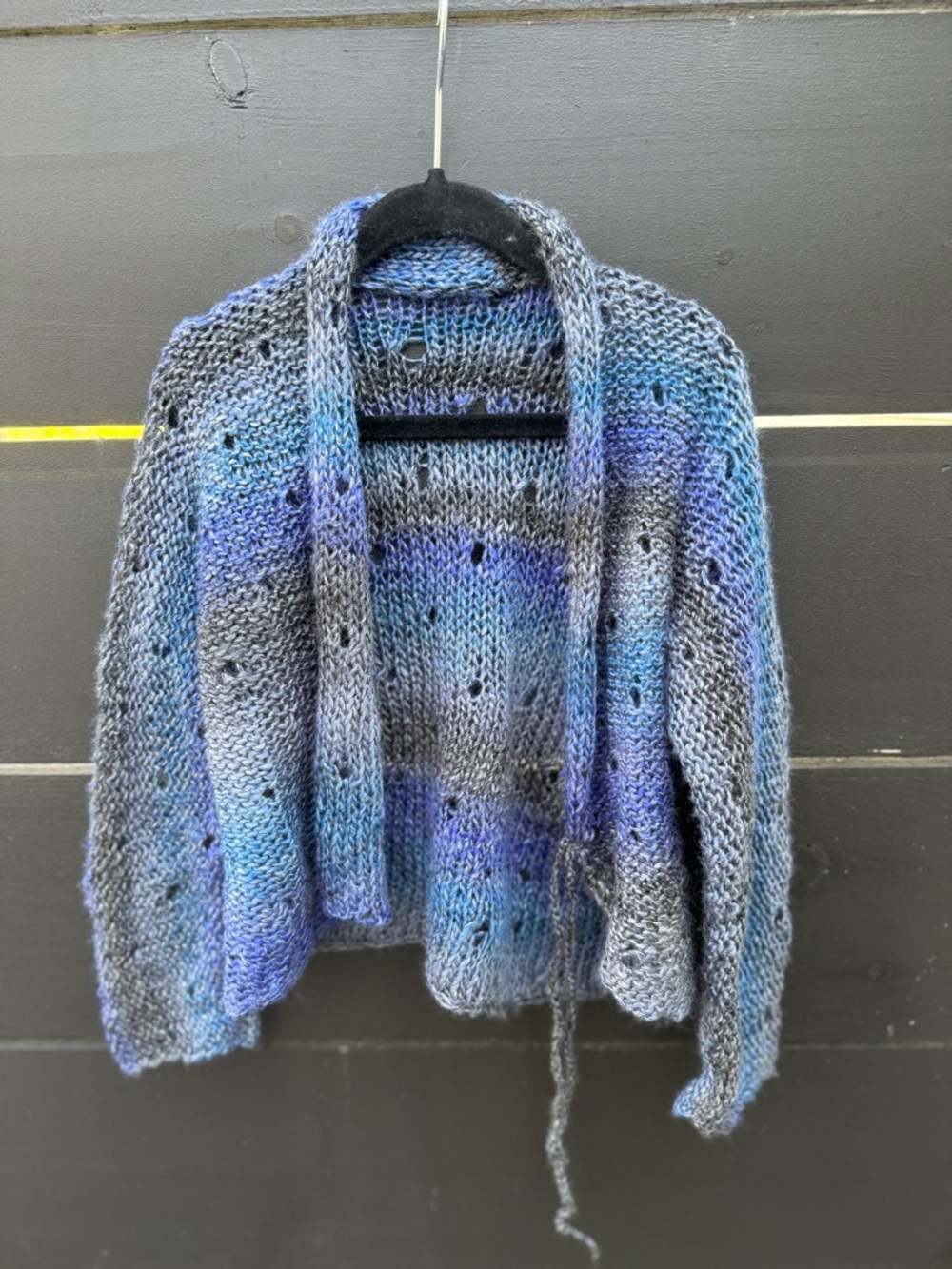 Kids Knit Cardigan Blue Ombre Artisan Sweater Handmade in Spain - Picture 2 of 7